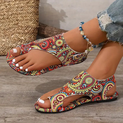 Women's Bohemian Flat Sandals – Printed Mandala Roman Style