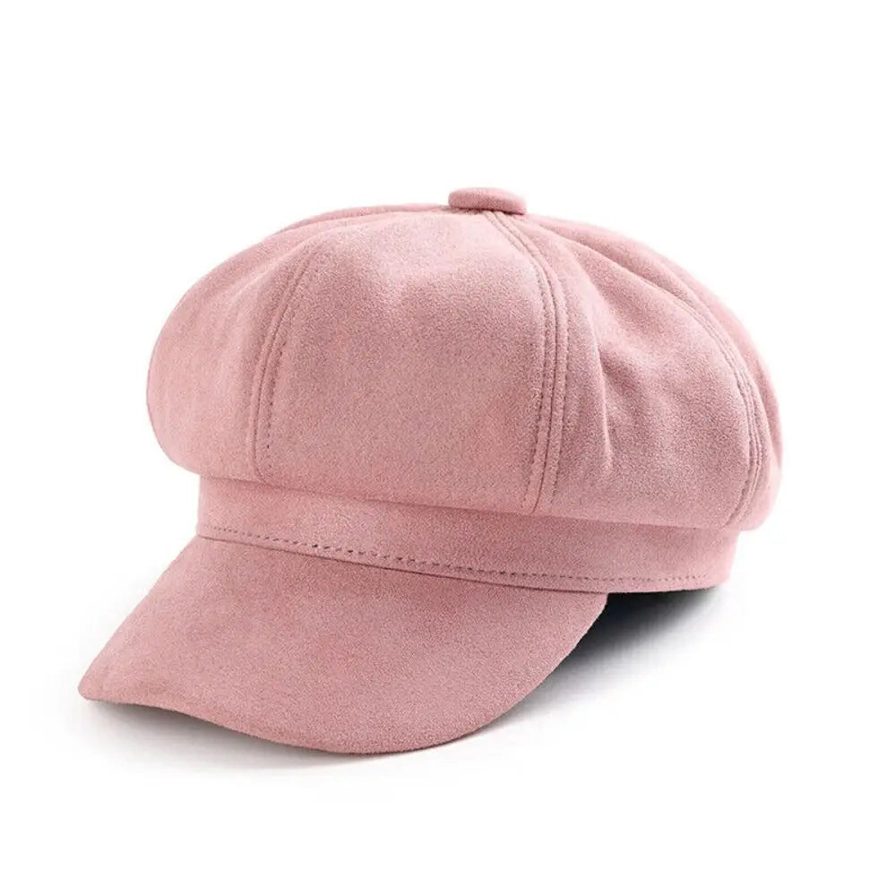 Newsboy Cap – Casual Suede Baker Hat for Women