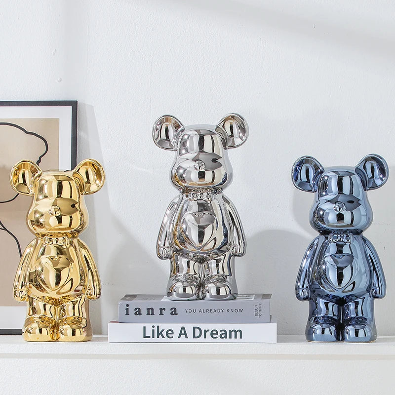 17 27 Cm Aesthetic Bear Brick Ceramic Statue Teddy Decor Action Figure Sculptures Ornament Room Home