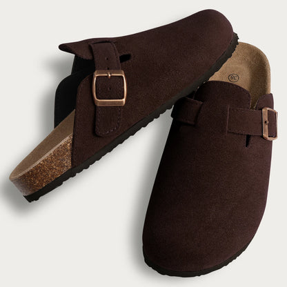 Suede Mule Clogs – Women's Arch Support Cork Outdoor Slippers