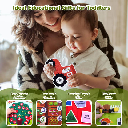 Montessori Felt Busy Board Story Set for Toddlers – Farm, Ocean, Zoo & Solar System