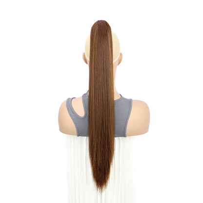 Claw Clip Ponytail Hair Extensions – 24 Inch Straight Synthetic