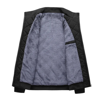 Men's Fleece-Lined Bomber Jacket – Diamond Quilted Slim Fit