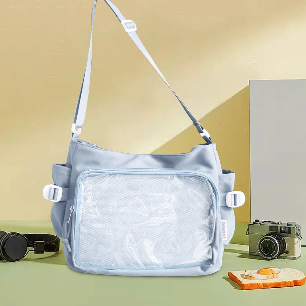 Japanese Ita Bag Women's Shoulder Purse with Clear Window & Multi-Pockets