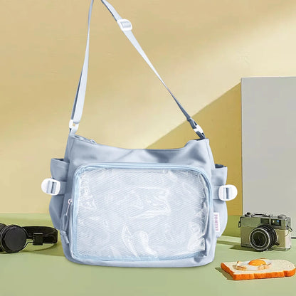 Japanese Ita Bag Women's Shoulder Purse with Clear Window & Multi-Pockets
