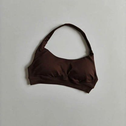Seamless Padded Sports Bra – Backless Halter Crop Top for Women