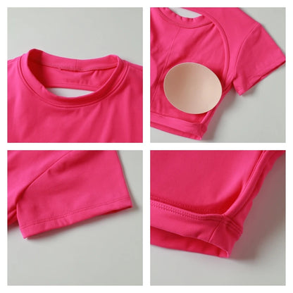 Women's Open Back Crop Top - Quick-Dry Yoga Fitness Shirt