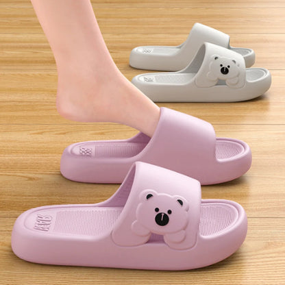 Summer Cartoon Bear Indoor Slippers Women Lightweight Soft Eva Slides Woman Comfort Home Bathroom