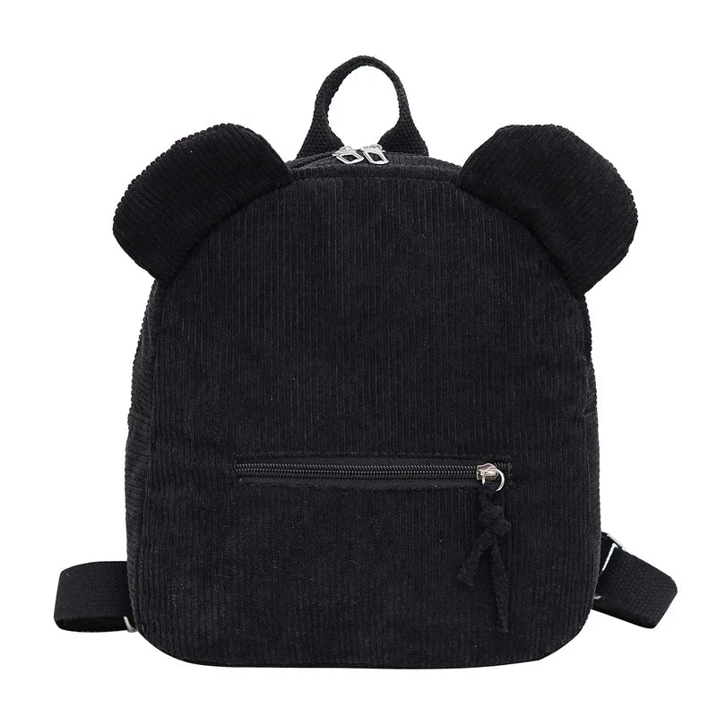 Cute Bear Ear Fleece Backpack for Kids – Girls School Bag