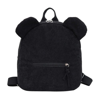 Cute Bear Ear Fleece Backpack for Kids – Girls School Bag