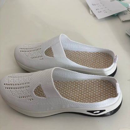 Women's Slip-On Knit Mule Sneakers – Breathable Air Cushion Slippers