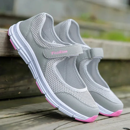 Women's Breathable Mesh Sneakers Casual Walking Shoes Velcro Strap