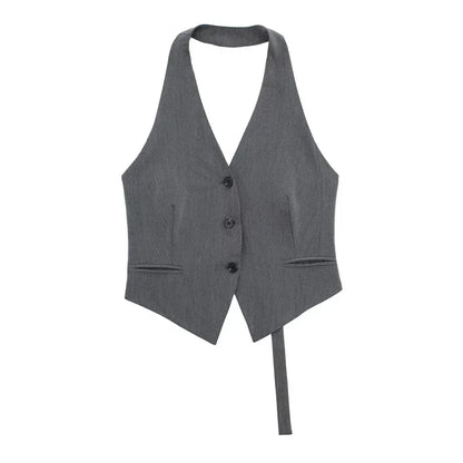 Women's Backless Halter Neck Cropped Vest