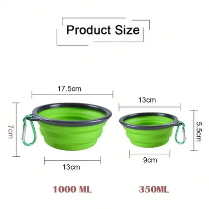 Collapsible Silicone Pet Travel Bowl with Carabiner – Dog & Cat