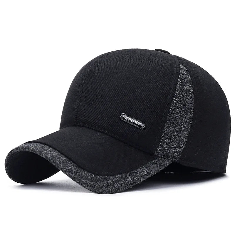 Winter Baseball Cap with Ear Flaps – Men's Warm Thick Hat