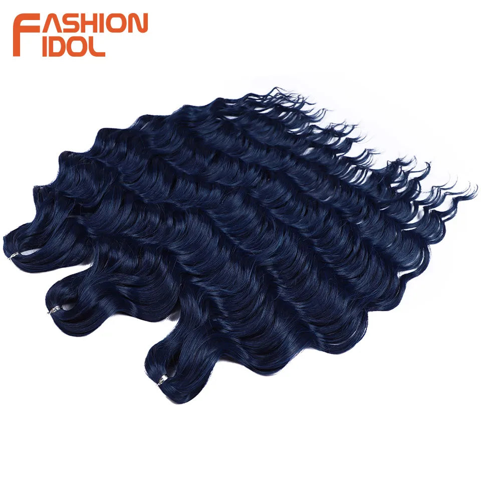 Anna 24 Inch Synthetic Hair Water Wave Braiding Extensions Ombre Blonde Deep Afro Curl Twist Crochet