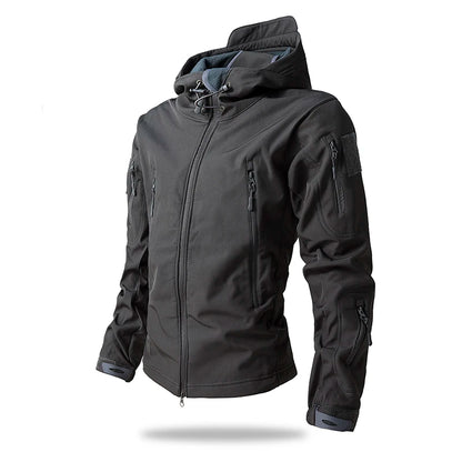 Men's Tactical Soft Shell Jacket – Waterproof Fleece Hooded Coat