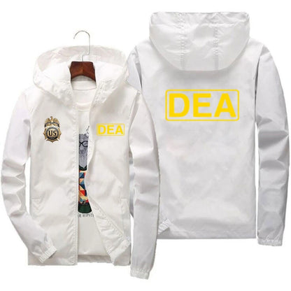 DEA Graphic Hooded Jacket – Men's Streetwear Zip-Up Windbreaker