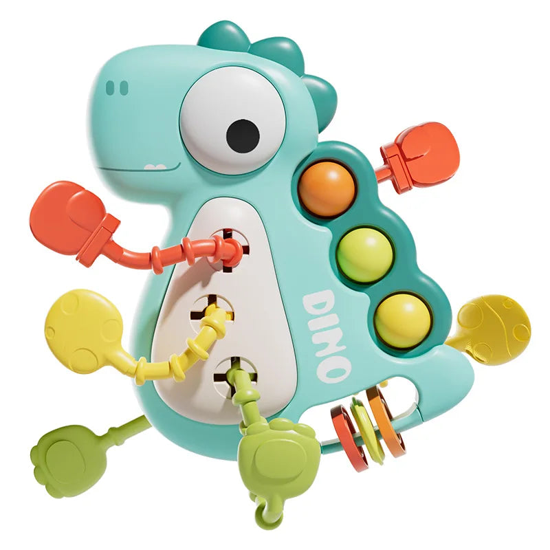 Baby Pull String Sensory Toy – Silicone Teething Rattle