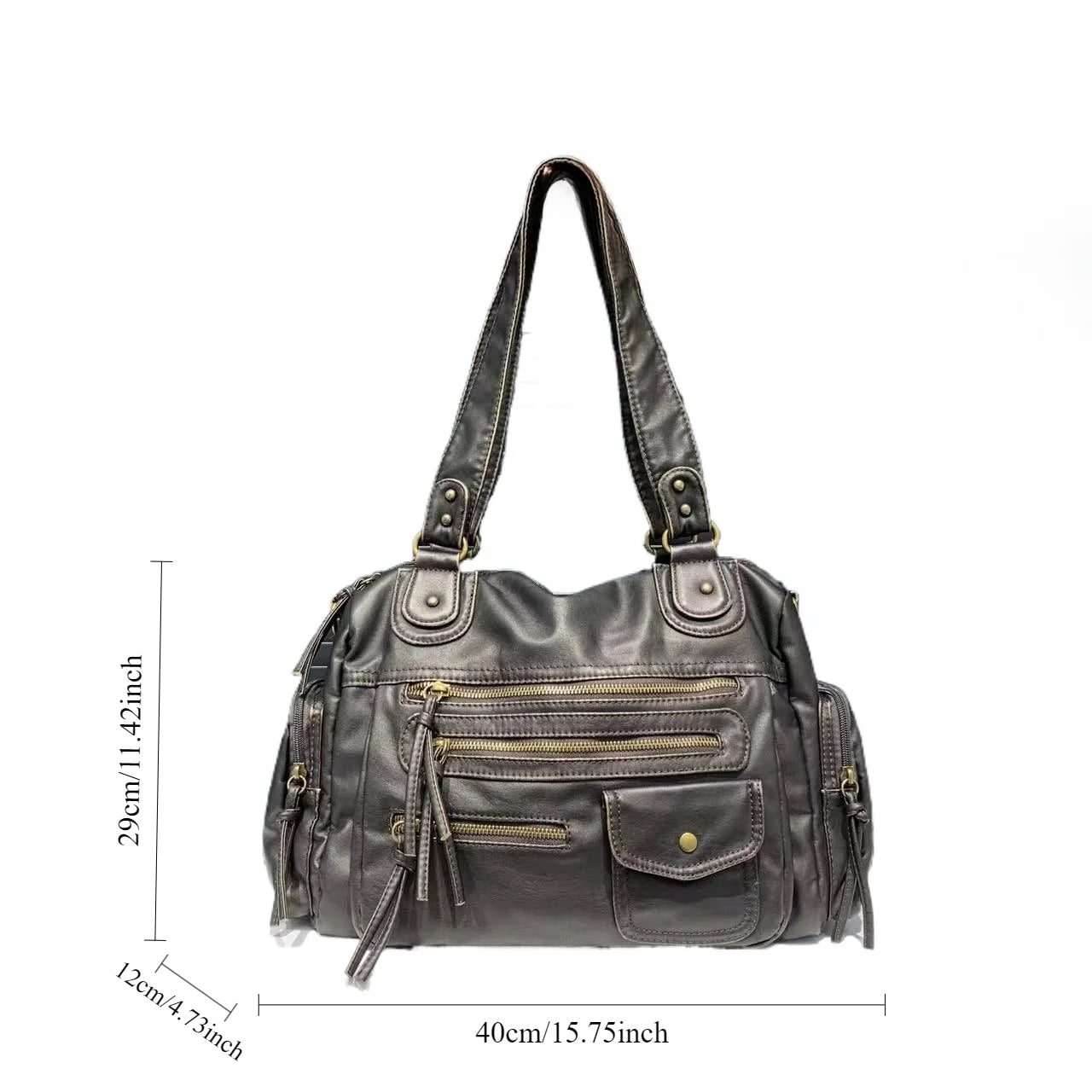 Vintage Washed Leather Shoulder Bag – Y2K Motorcycle Crossbody