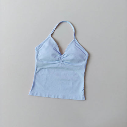 Women's Strappy Backless Crop Top & Scrunch Shorts Set – Gym Yoga Activewear