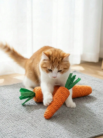 Carrot Cat Toy – Interactive Sisal Rope Chew & Scratch Toy