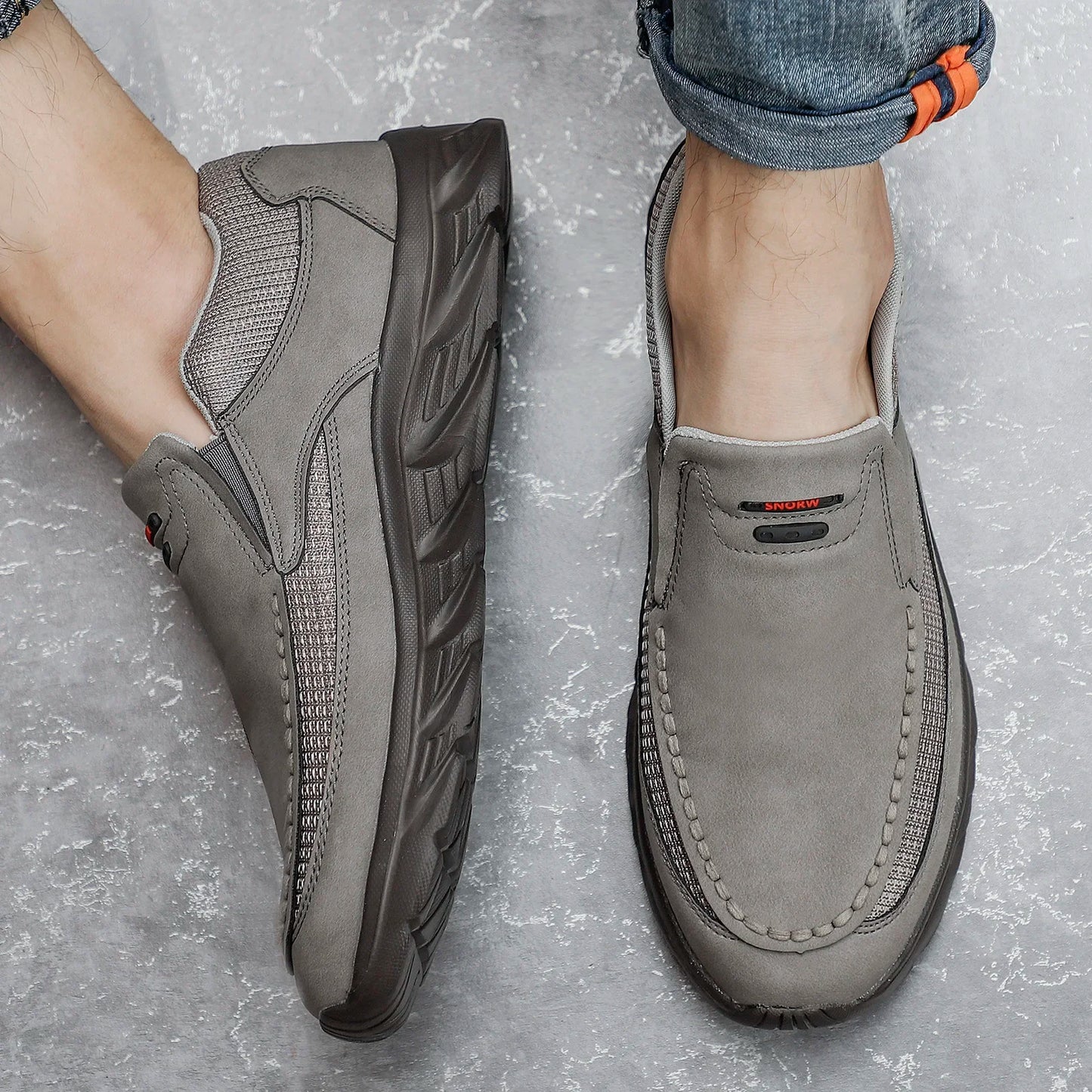 Men's Leather Slip-On Loafers – Breathable Casual Flat Shoes