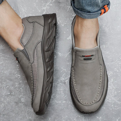 Men's Leather Slip-On Loafers – Breathable Casual Flat Shoes