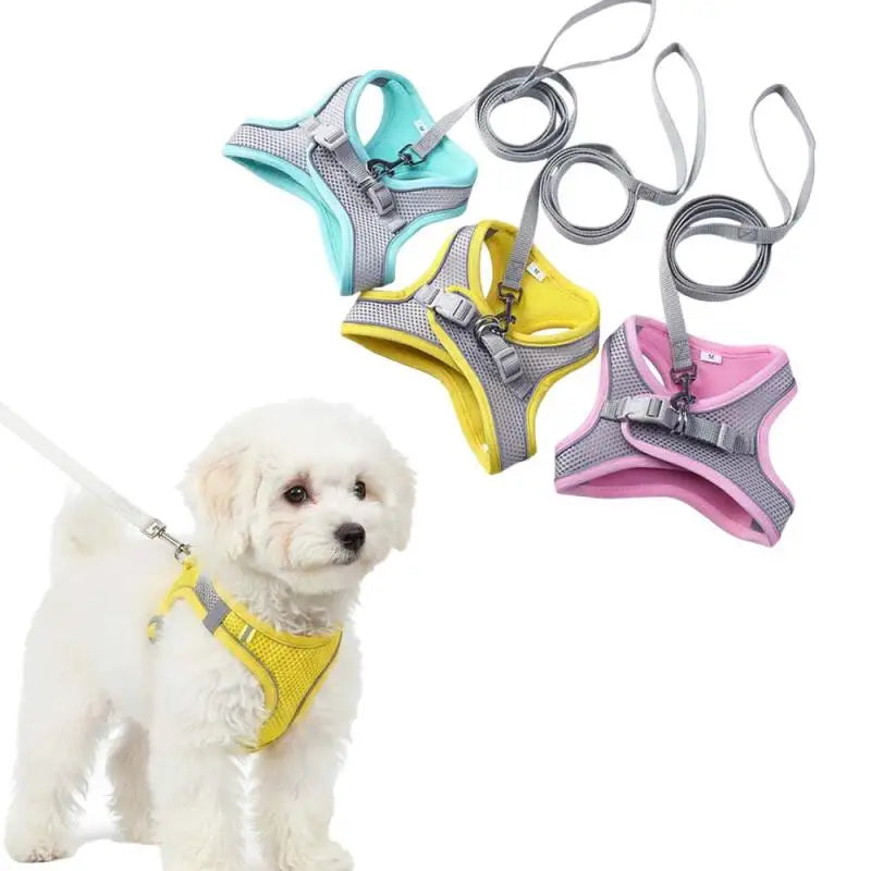 Mesh Dog Harness & Leash Set – Reflective, Escape-Proof Walking Vest