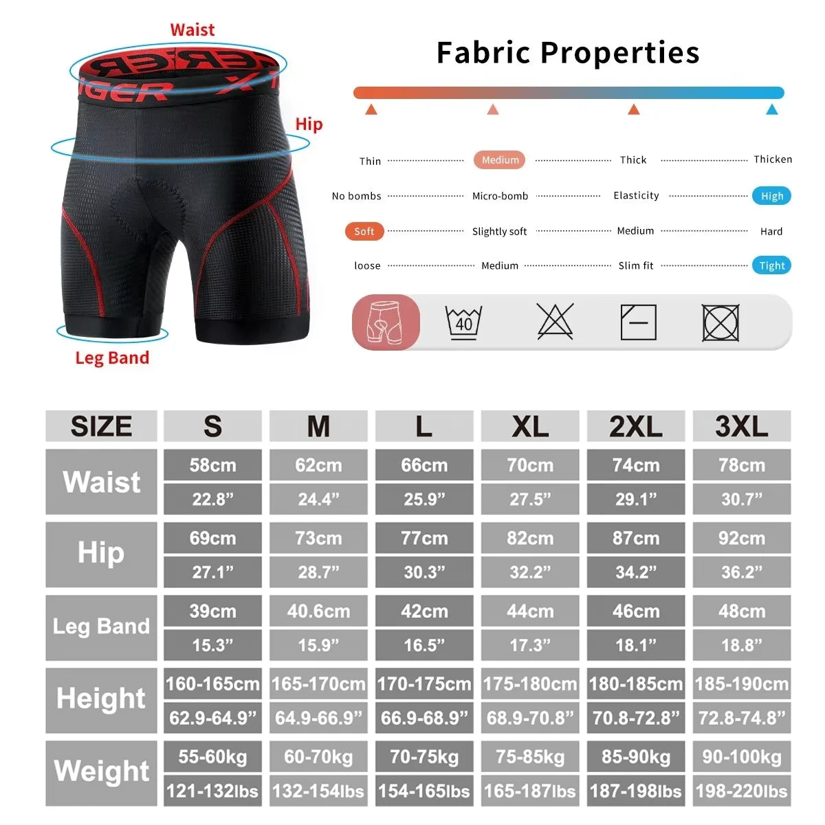 X-Tiger Cycling Underwear Shorts – Gel Pad Breathable MTB Bike