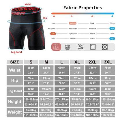 X-Tiger Cycling Underwear Shorts – Gel Pad Breathable MTB Bike