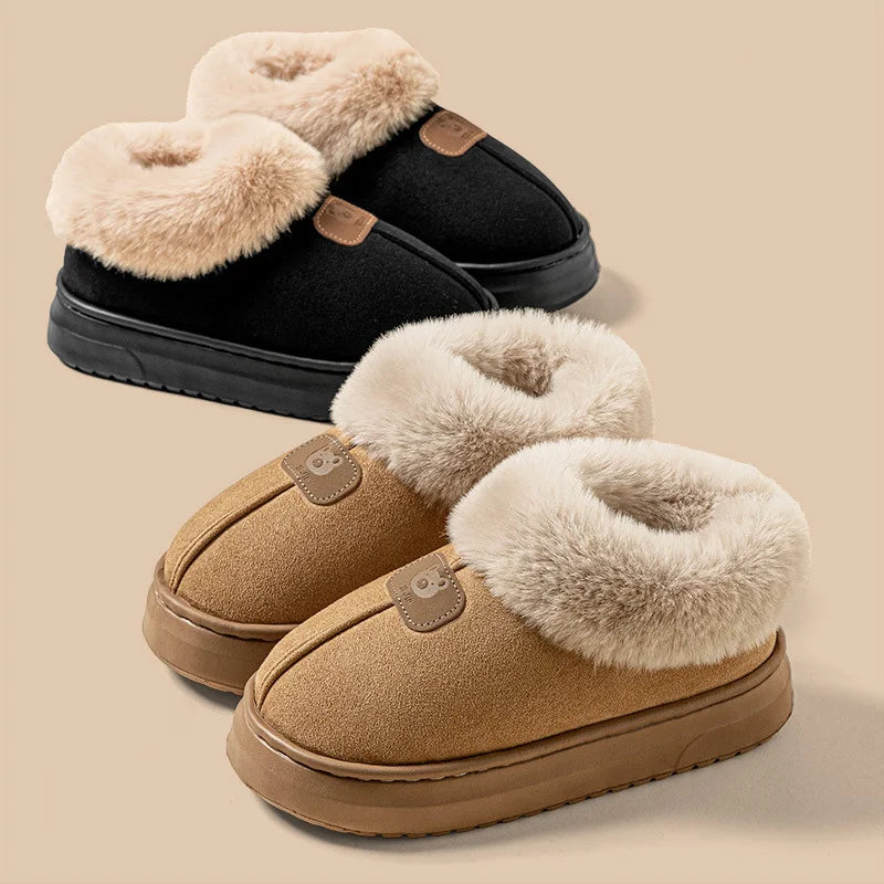 Fleece Lined Winter Slippers Men Women Ankle Cover Thick Sole Lightweight Eva Indoor Outdoor Warm