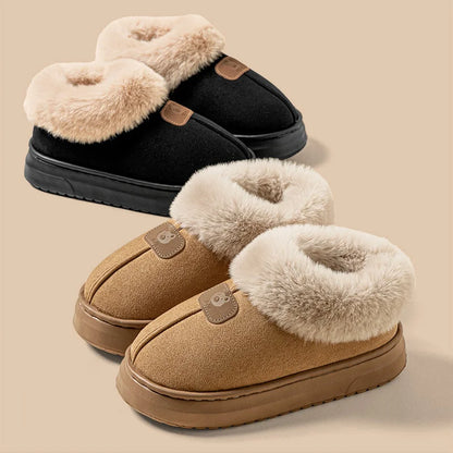 Fleece Lined Winter Slippers Men Women Ankle Cover Thick Sole Lightweight Eva Indoor Outdoor Warm