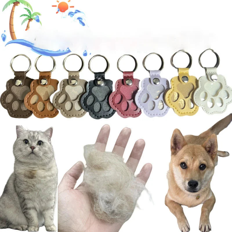 Pet Memorial Hair Storage Keychain – Leather Paw Keepsake Gift