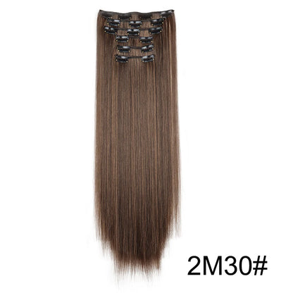 Clip-In Hair Extensions 6-Piece Set Long Straight Synthetic Seamless
