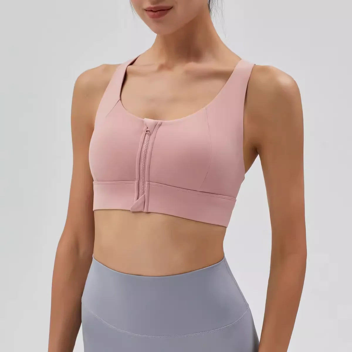 Front Zip Sports Bra – High Impact Quick Dry Workout Top for Women