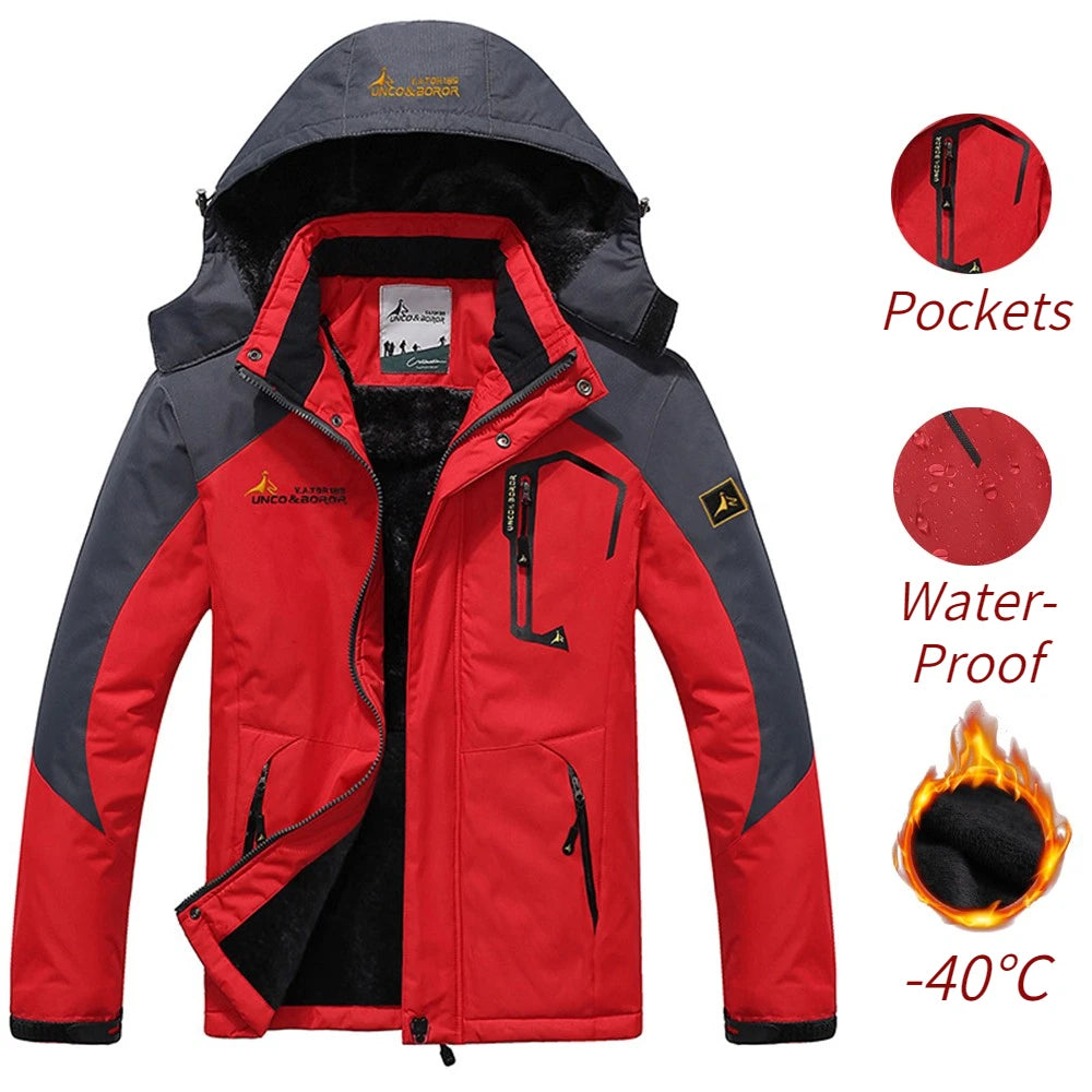 Men's Winter Parka Hooded Jacket – Thick Fleece-Lined Windproof Coat