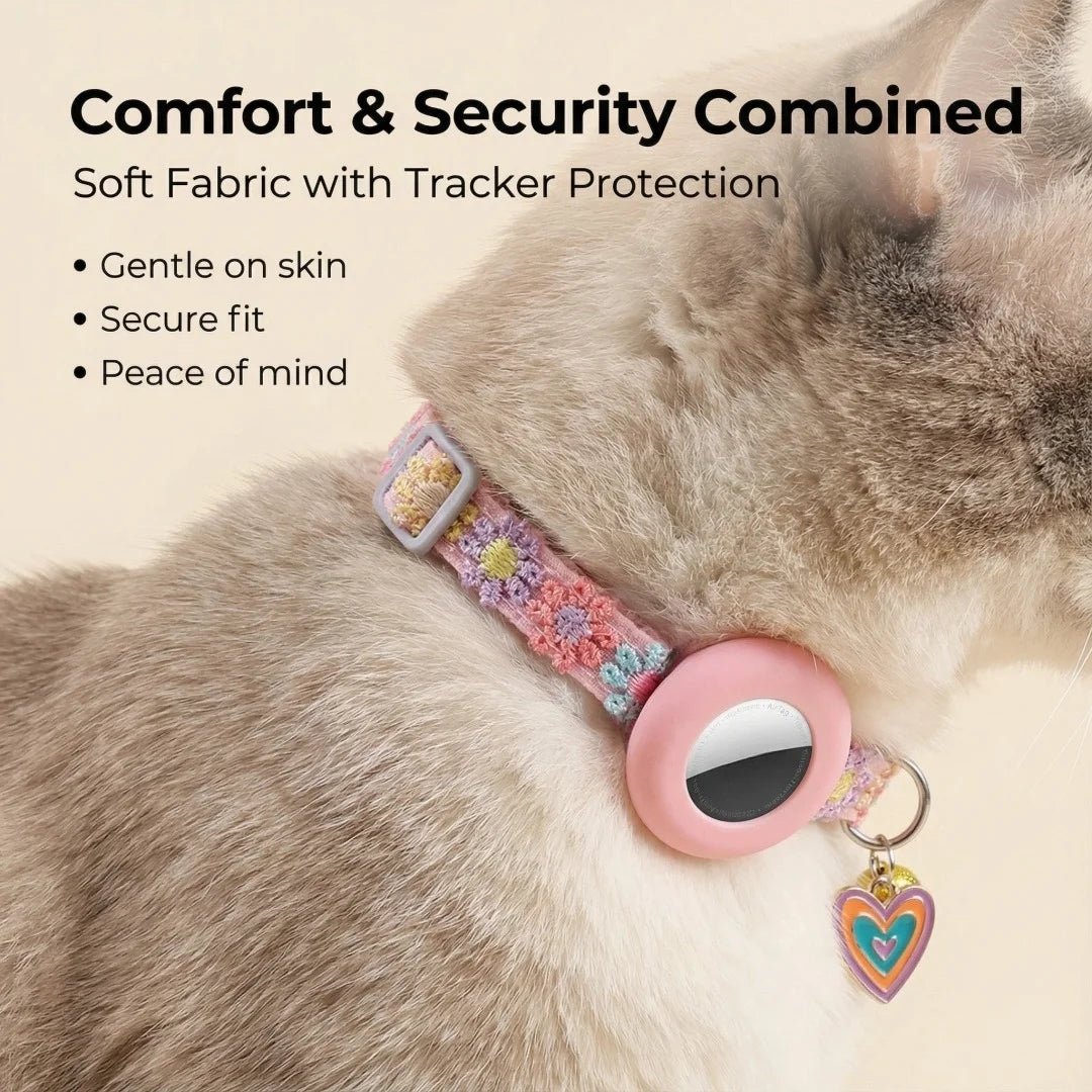 AirTag Cat Collar – Cute Flower Lace with Pendant & Bell
