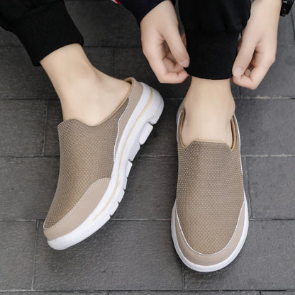 Men's Breathable Mesh Slip-On Mules – Thick Sole Indoor Outdoor Slides