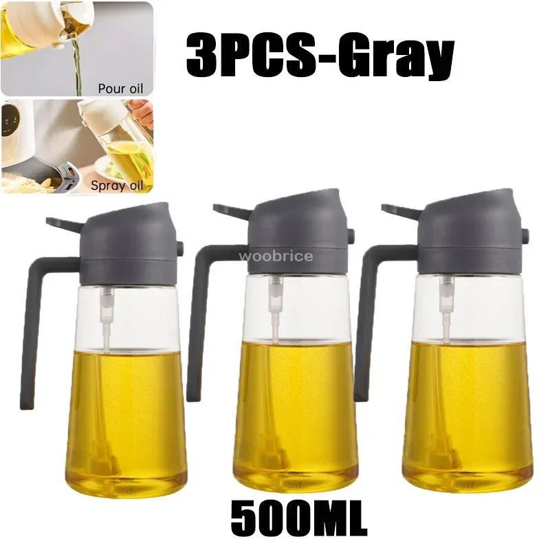 2-in-1 Oil Spray & Pour Bottle with Auto Lid – 500ml