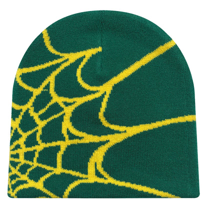 Spider Web Knit Beanie – Y2K Unisex Winter Hat