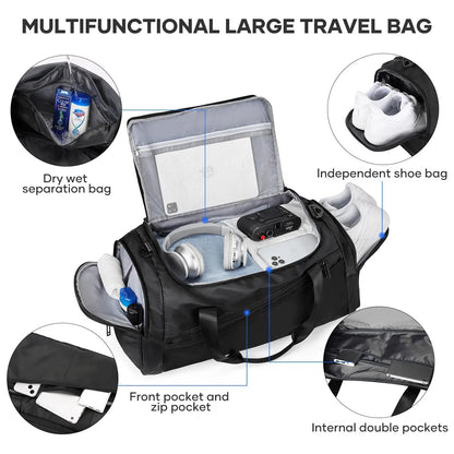40L Gym Duffel Bag with Shoe Compartment – Foldable Travel Bag for Men & Women