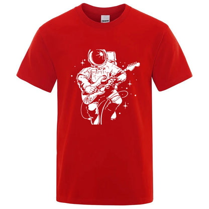 Astronaut Playing Guitar Graphic T Shirt Cotton Blend Tee