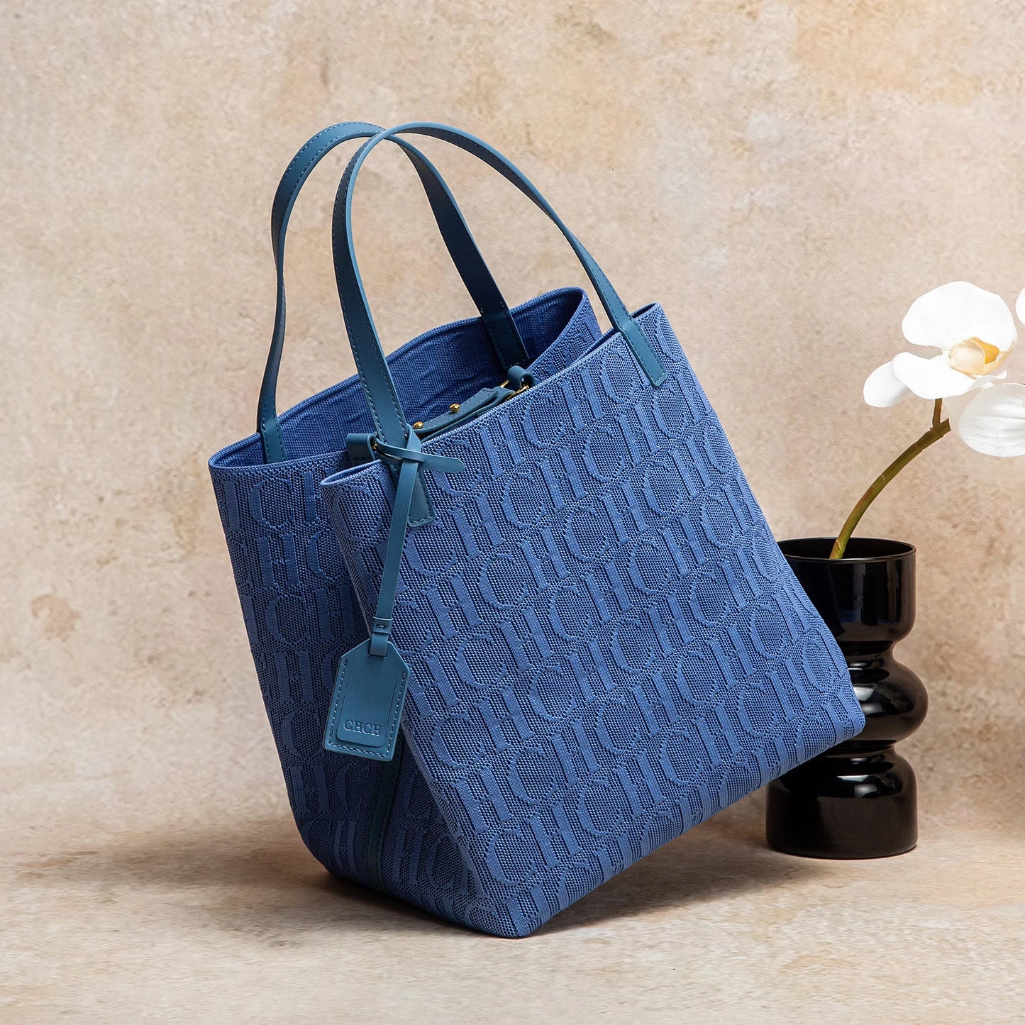 Large Capacity Tote Bag – Monogram Knitted Shoulder Bag for Women