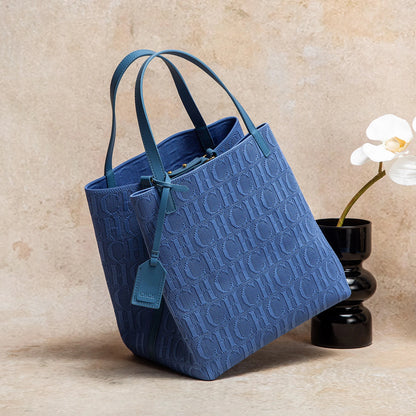 Large Capacity Tote Bag – Monogram Knitted Shoulder Bag for Women
