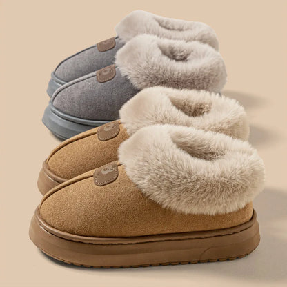 Fleece Lined Winter Slippers Men Women Ankle Cover Thick Sole Lightweight Eva Indoor Outdoor Warm