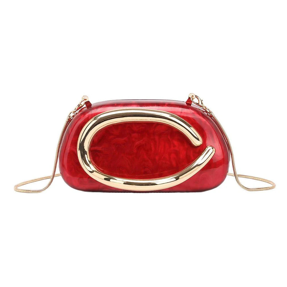Luxury Evening Clutch Bag – Gold Metal Handle Wedding & Party Purse
