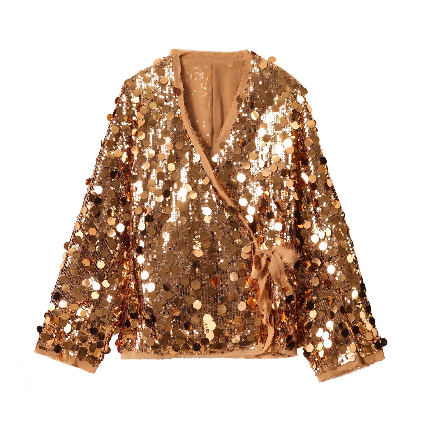 Women's Sequin Kimono Jacket – Long Sleeve Wrap Coat