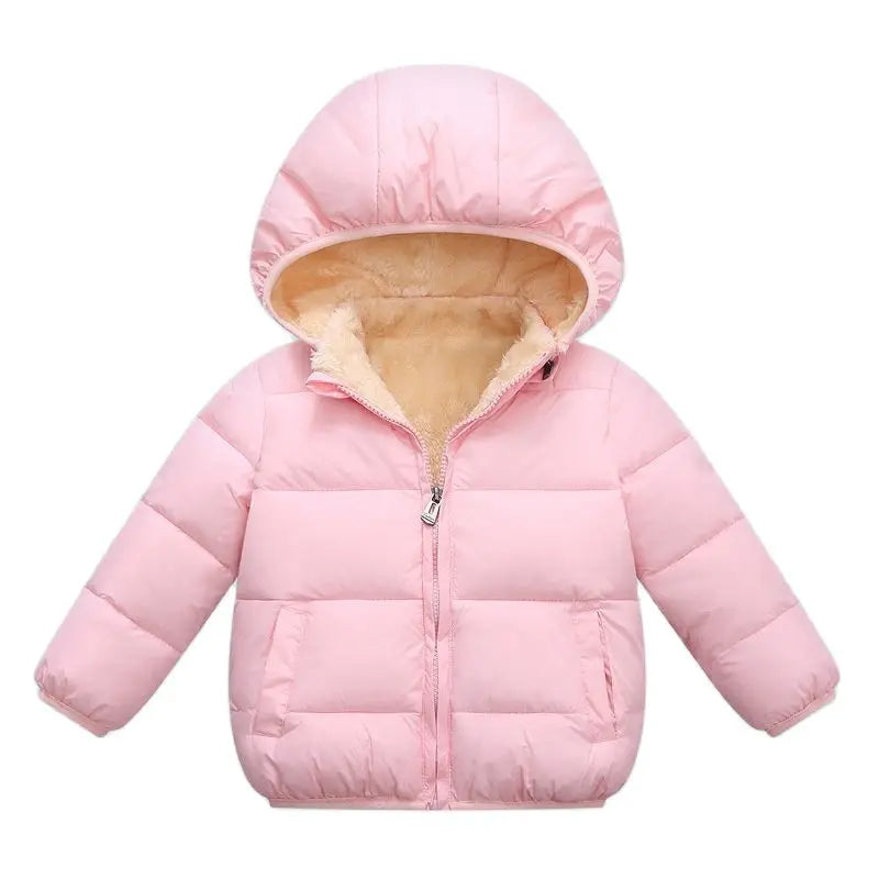 Kids Winter Hooded Puffer Jacket – Thick Fleece-Lined Coat for Boys & Girls