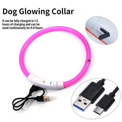 LED Fiber Optic Dog Collar – Rechargeable Glowing Safety Collar